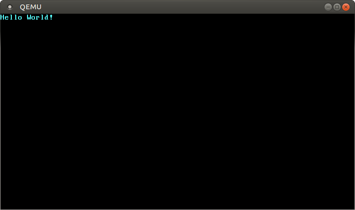 QEMU’da görünen “Hello World!”